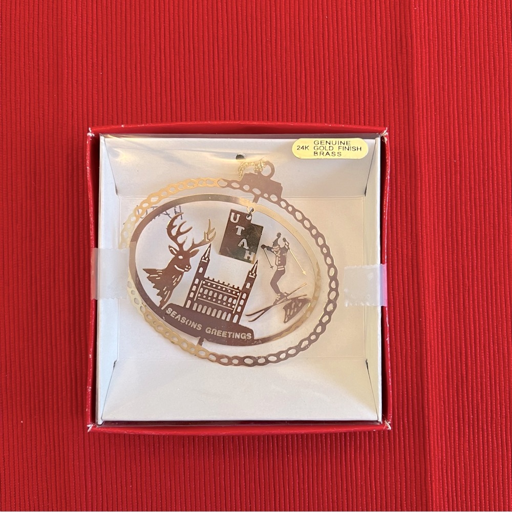Utah Nation's Treasures State Christmas Ornaments 24k Gold finish Brass